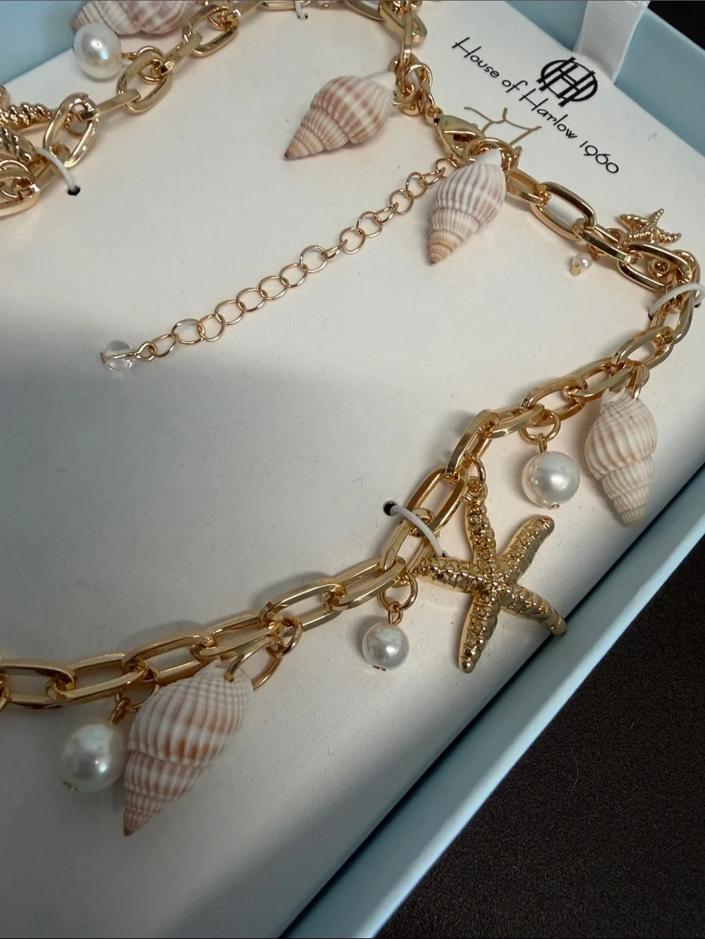 House Of Harlow 1960 | Coastal Natural Shell Starfish Pearl Statement Necklace ✨